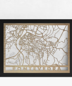 Mapa de madera de Pontevedra decoración