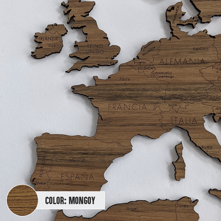 Mapas del mundo y de ciudades de madera