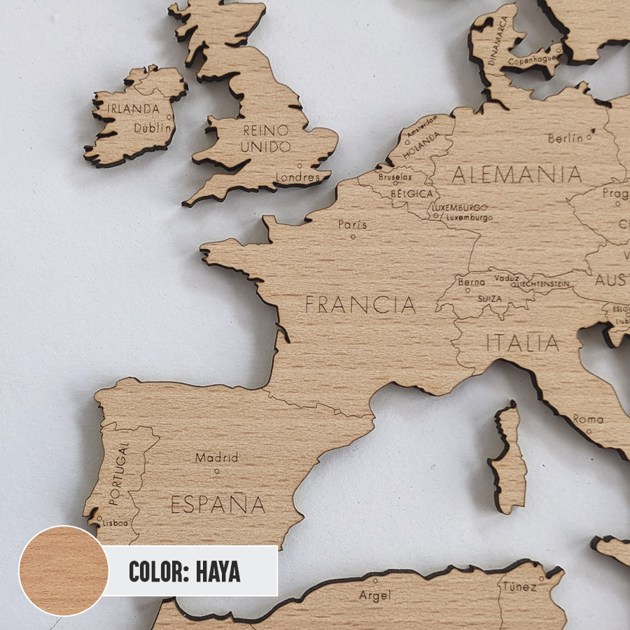 Mapa mundial madera Mapamundi de madera Roble mapa del mundo decoración del  hogar arte de la pared -  España