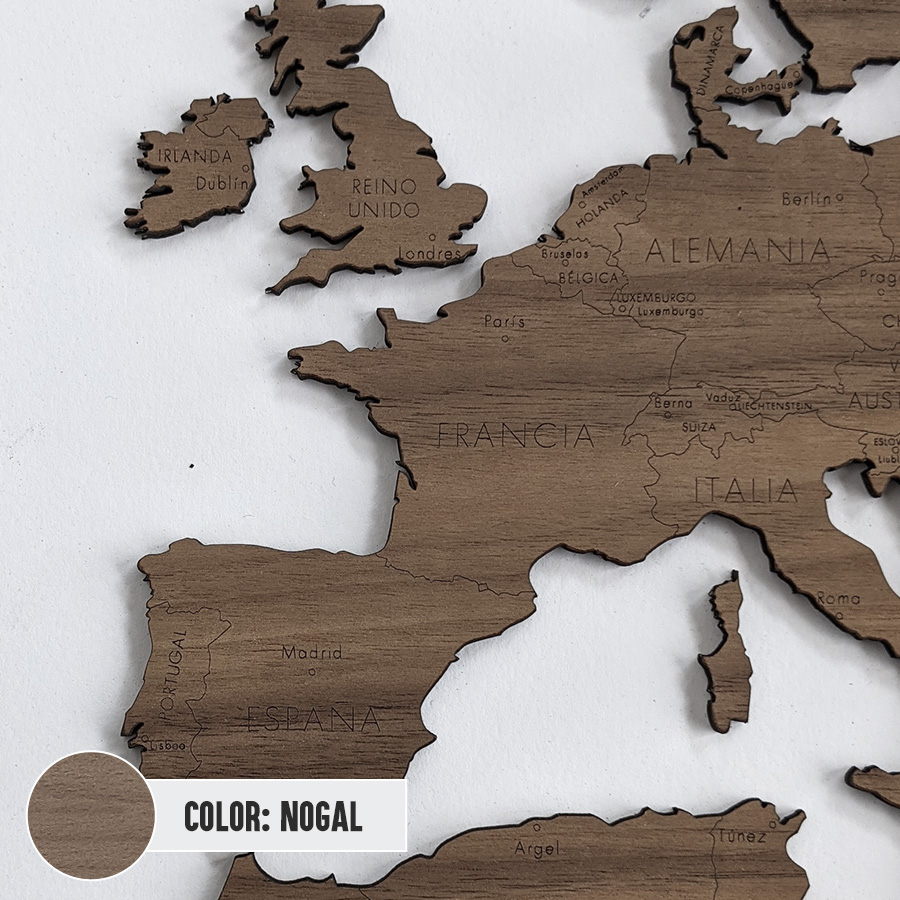 Mapa del mundo de madera 3D